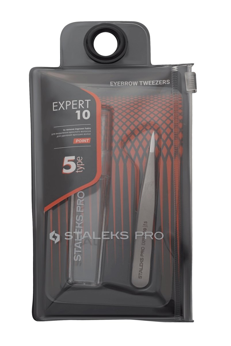 Eyebrow tweezers STALEKS PRO EXPERT 10 TYPE 5 (point) - www.texasnailstore.com