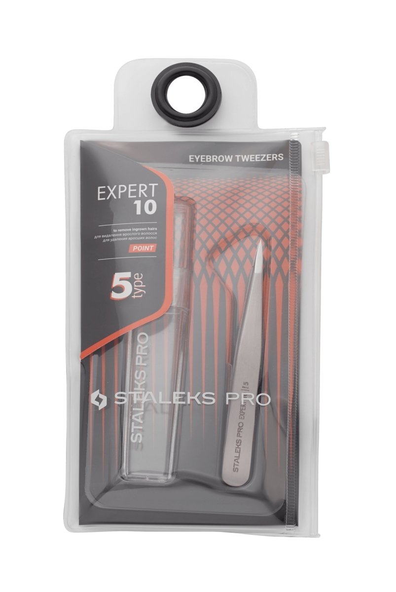 Eyebrow tweezers STALEKS PRO EXPERT 10 TYPE 5 (point) - www.texasnailstore.com