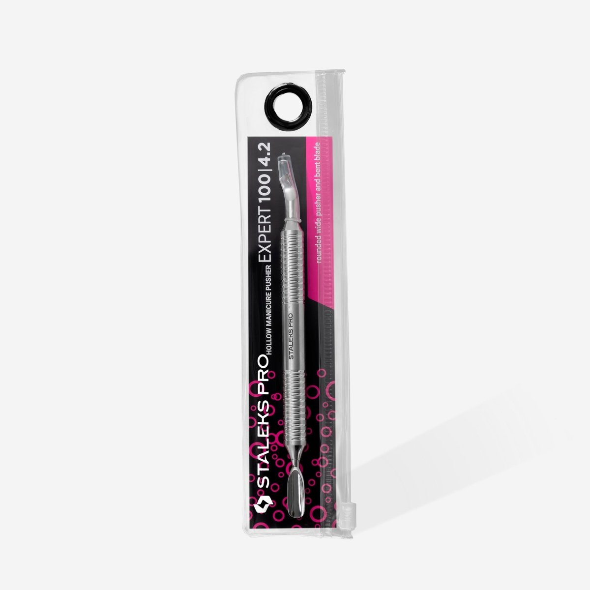 Hollow manicure pusher EXPERT 100 TYPE 4.2 (rounded pusher + blade bent) - www.texasnailstore.com