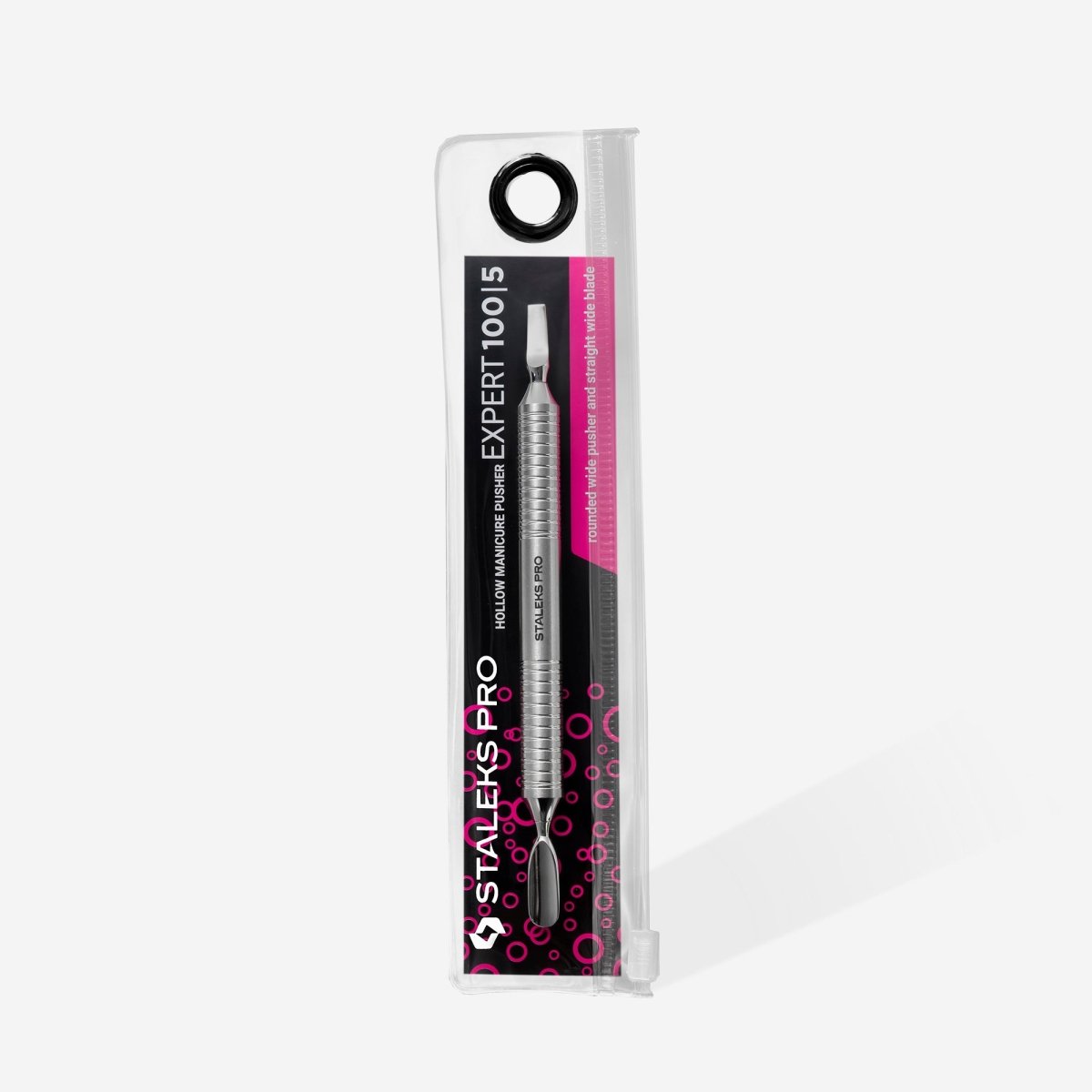 Hollow manicure pusher EXPERT 100 TYPE 5 (rounded pusher + straight blade) - www.texasnailstore.com