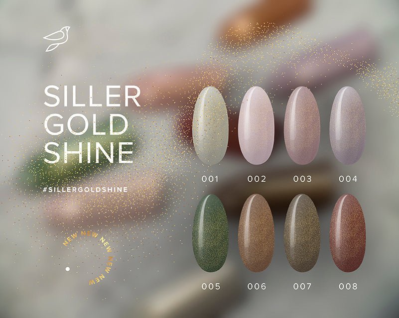 Siller Gold Shine №1 gray with gold microsparkle (8ml) - www.texasnailstore.com