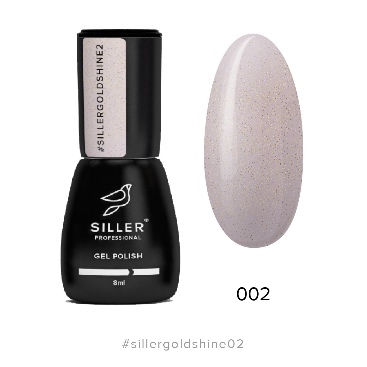 Siller Gold Shine №2 gray-pink with gold microsparkle (8ml) - www.texasnailstore.com