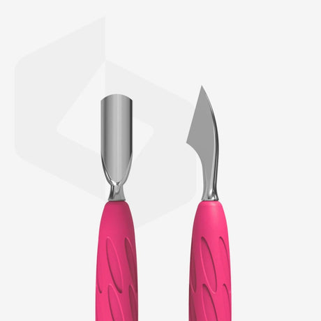 STALEKS PRO UNIQ 10 TYPE 3 GUMMY MANICURE PUSHER WITH SILICONE HANDLE NARROW ROUNDED PUSHER + HATCHET PQ-10/3 - www.texasnailstore.com