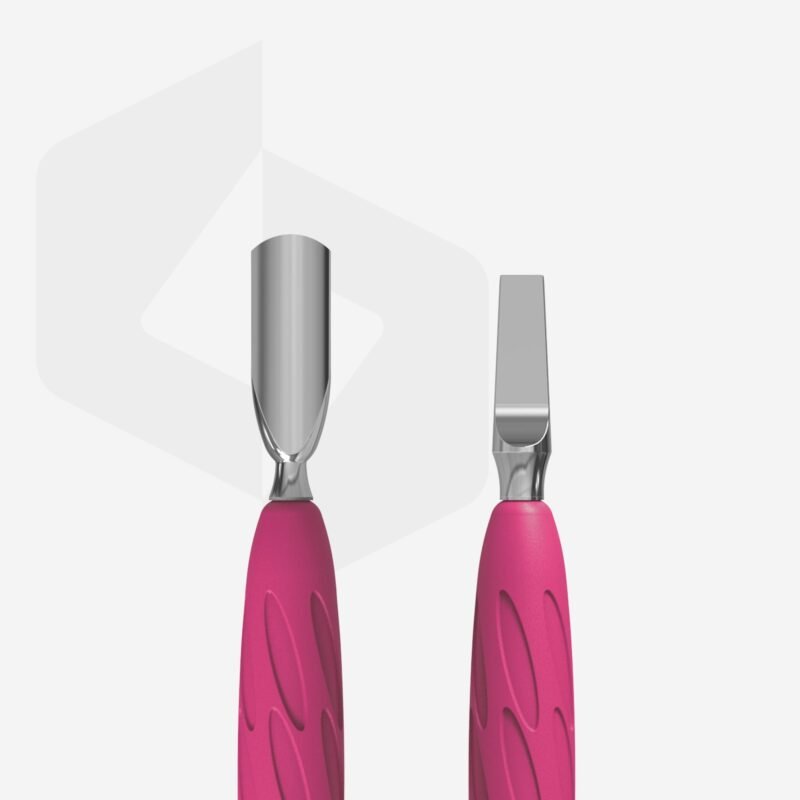STALEKS PRO UNIQ 10 TYPE 5 GUMMY MANICURE PUSHER WITH SILICONE HANDLE NARROW ROUNDED PUSHER + WIDE BLADE PQ-10/5 - www.texasnailstore.com