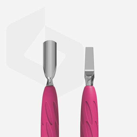 STALEKS PRO UNIQ 10 TYPE 5 GUMMY MANICURE PUSHER WITH SILICONE HANDLE NARROW ROUNDED PUSHER + WIDE BLADE PQ-10/5 - www.texasnailstore.com