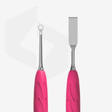STALEKS PRO UNIQ 11 TYPE 1 GUMMY MANICURE PUSHER WITH SILICONE HANDLE FLAT STRAIGHT PUSHER + RING PQ-11/1 - www.texasnailstore.com