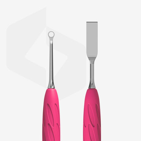 STALEKS PRO UNIQ 11 TYPE 1 GUMMY MANICURE PUSHER WITH SILICONE HANDLE FLAT STRAIGHT PUSHER + RING PQ-11/1 - www.texasnailstore.com