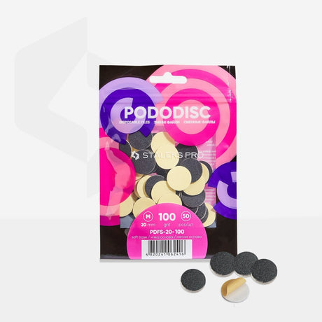 Disposable files for pedicure disc on a soft base PODODISC M 100 GRIT (50 pcs) - www.texasnailstore.com