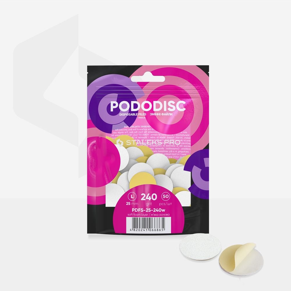 Disposable files on a soft base for pedicure disc PODODISC STALEKS PRO L 240 grit (50 pcs) - www.texasnailstore.com