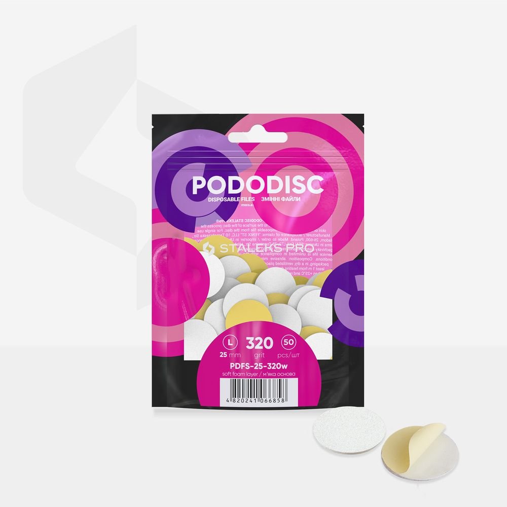Disposable files on a soft base for pedicure disc PODODISC STALEKS PRO L 320 grit (50 pcs) - www.texasnailstore.com