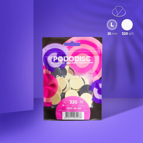 Disposable files on a soft base for pedicure disc PODODISC STALEKS PRO L 320 grit (50 pcs) - www.texasnailstore.com