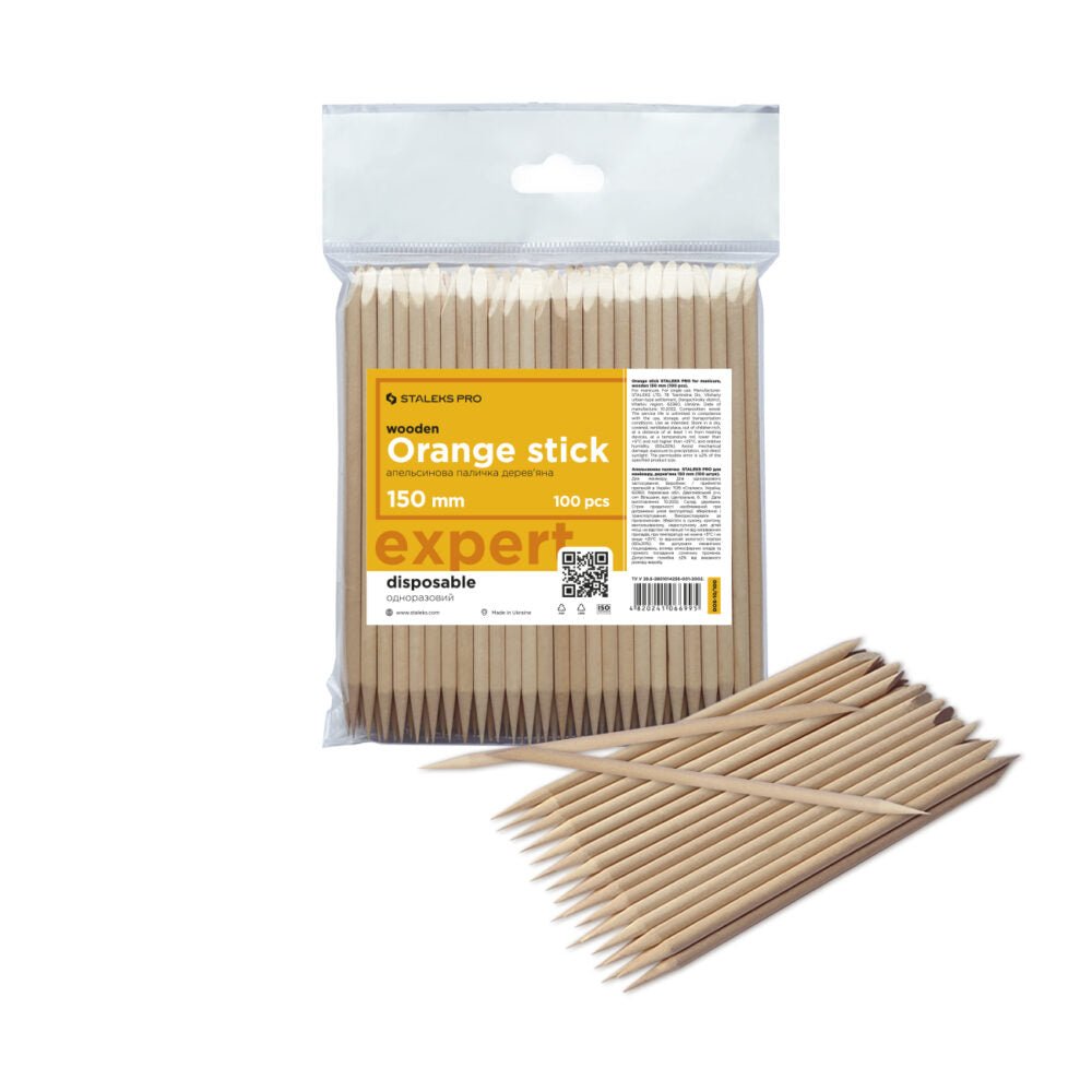 Orange stick STALEKS PRO for manicure, wooden 150 mm (100 pcs) - www.texasnailstore.com