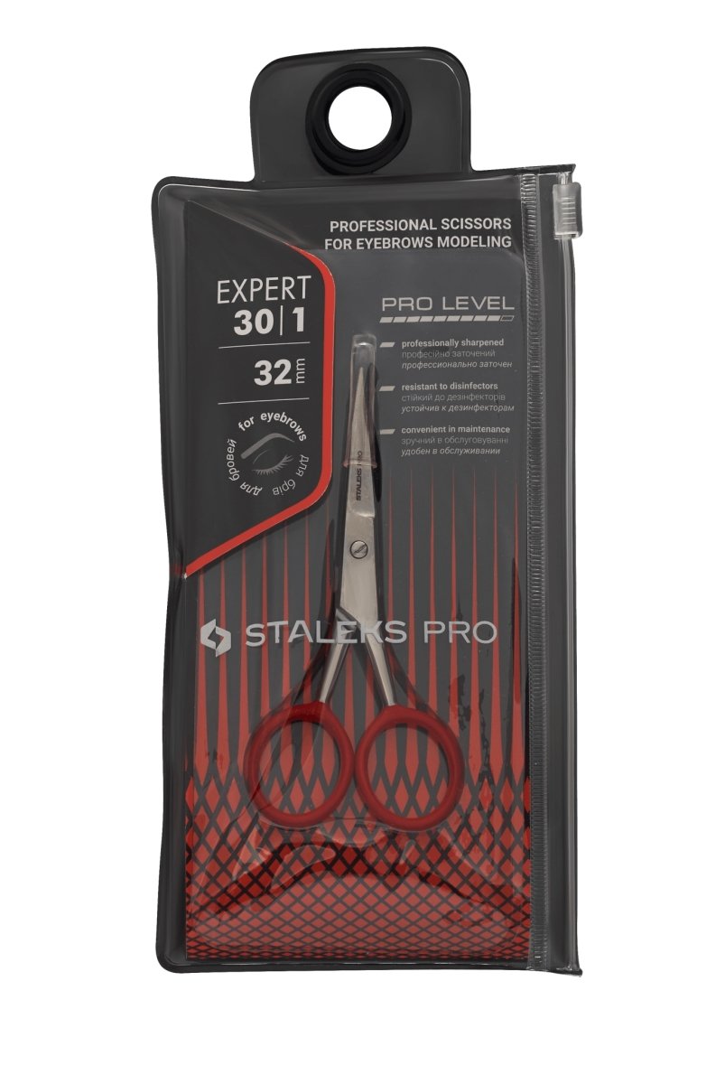 Professional scissors for eyebrows modeling STALEKS PRO EXPERT 30 TYPE 1 (32 mm) - www.texasnailstore.com