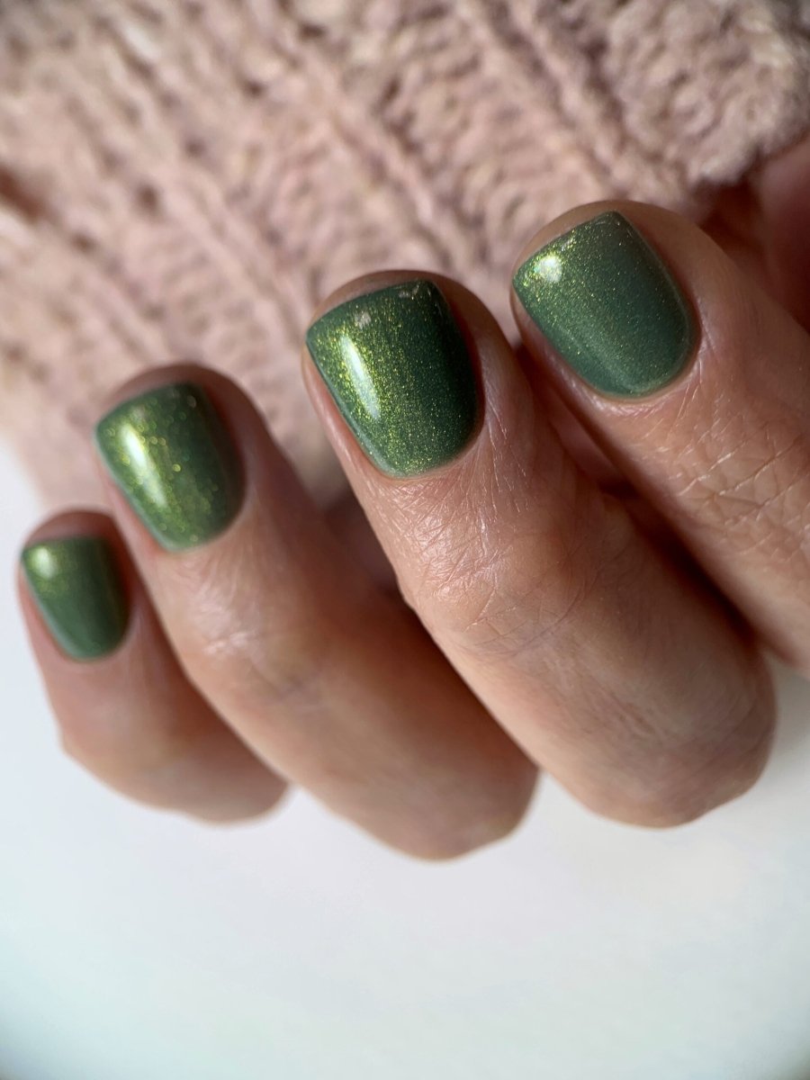 Siller Gold Shine №5 green with gold microsparkle (8ml) - www.texasnailstore.com