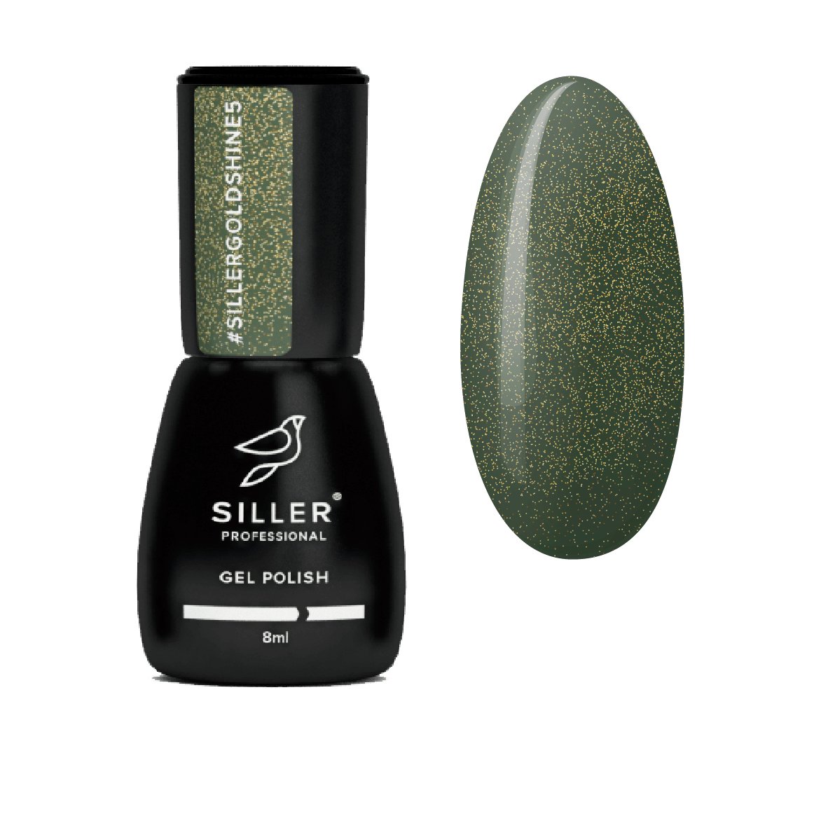 Siller Gold Shine №5 green with gold microsparkle (8ml) - www.texasnailstore.com