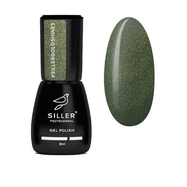 Siller Gold Shine №5 green with gold microsparkle (8ml) - www.texasnailstore.com