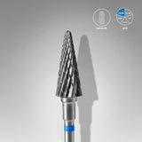 STALEKS Carbide nail drill bit, “cone” blue, head diameter 6 mm / working part 14 mm - www.texasnailstore.com
