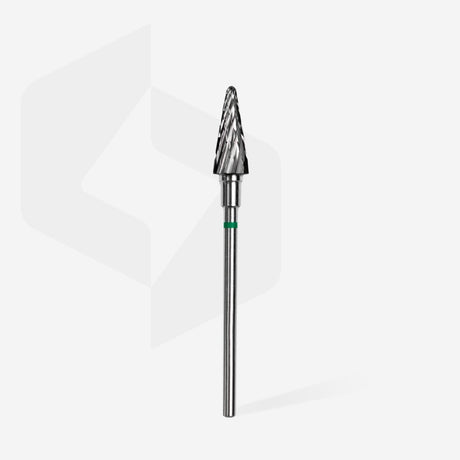 STALEKS Carbide nail drill bit, “cone” green, head diameter 6 mm / working part 14 mm - www.texasnailstore.com
