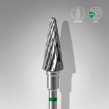 STALEKS Carbide nail drill bit, “cone” green, head diameter 6 mm / working part 14 mm - www.texasnailstore.com