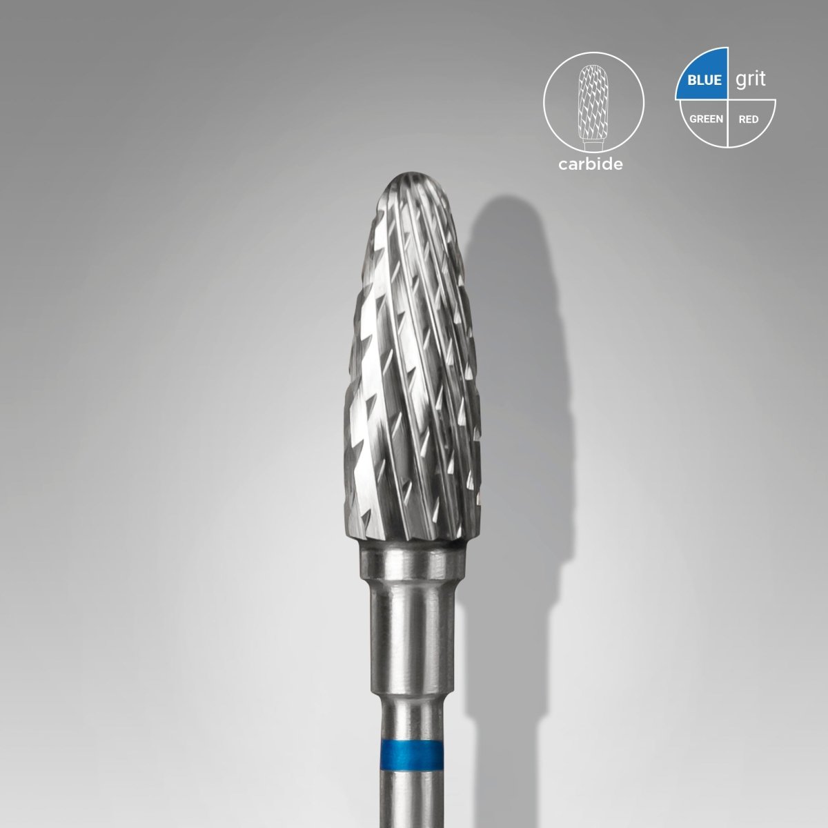 STALEKS Carbide nail drill bit, “corn”, blue, head diameter 5 mm/ working part 13 mm - www.texasnailstore.com