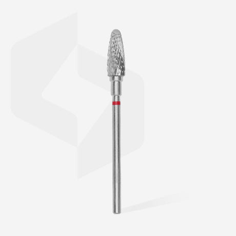 STALEKS Carbide nail drill bit, “corn”, red, head diameter 5 mm/ working part 13 mm - www.texasnailstore.com