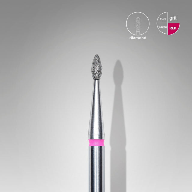 Staleks diamond nail drill bit "drop" red, 1.6 mm - www.texasnailstore.com