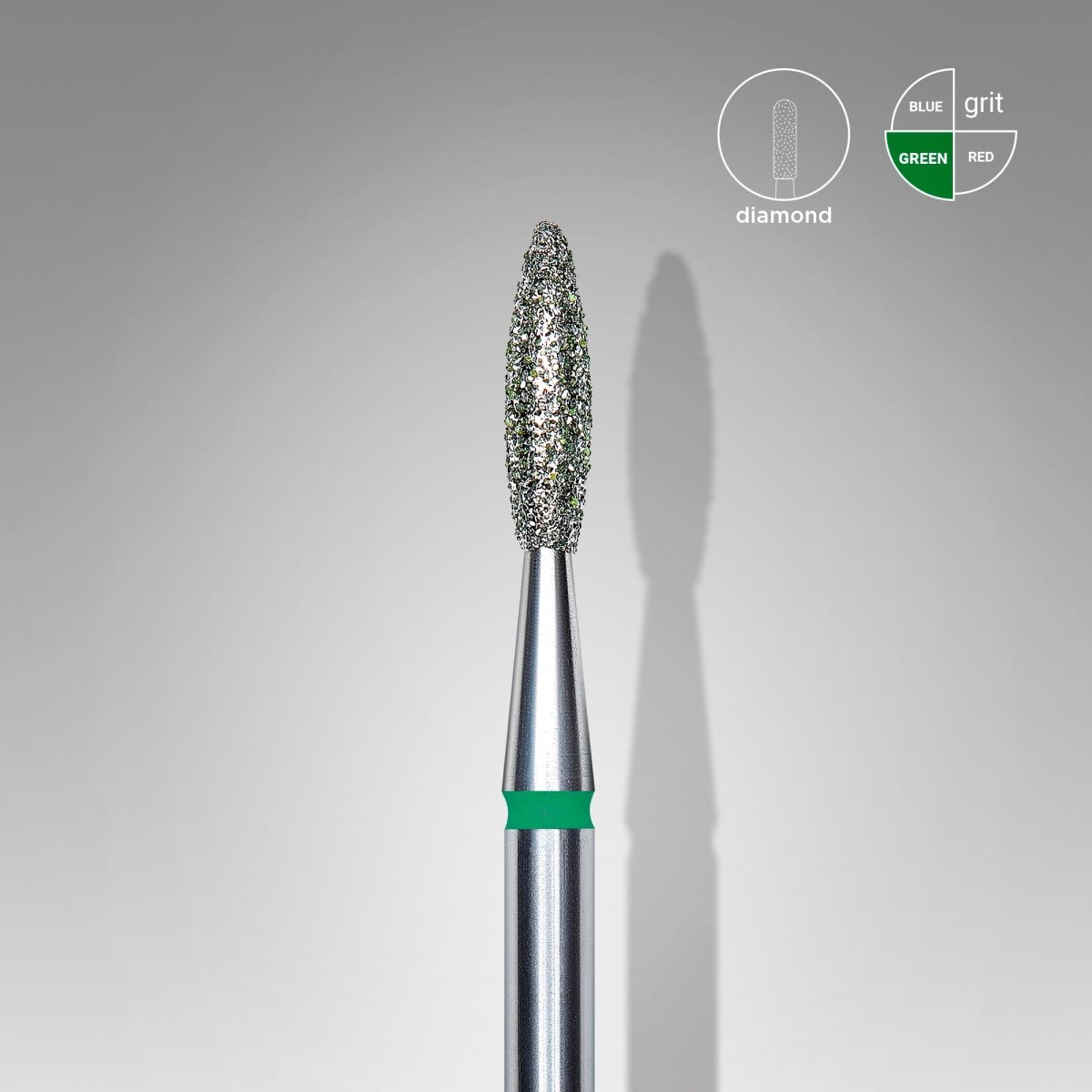 Staleks Diamond nail drill bit "flame" green 2.1 mm - www.texasnailstore.com