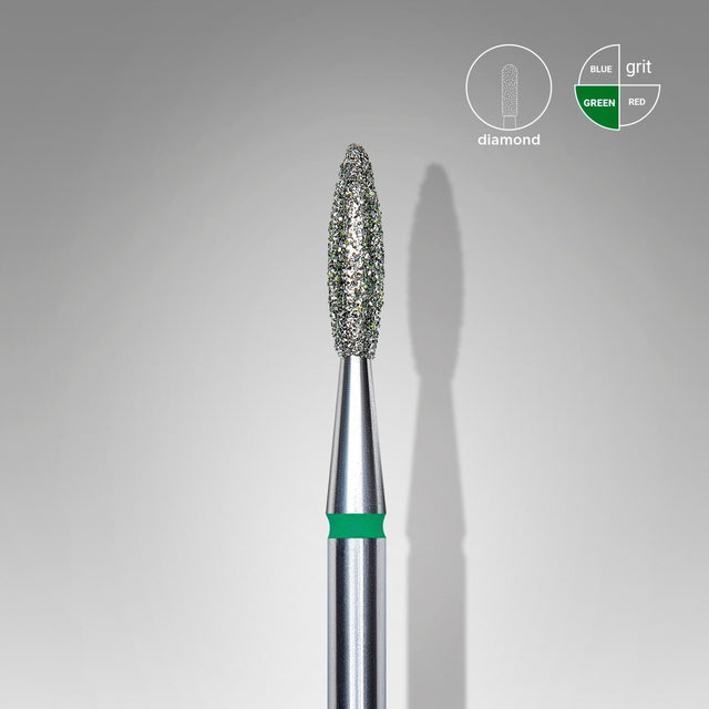 Staleks Diamond nail drill bit "flame" green 2.1 mm - www.texasnailstore.com