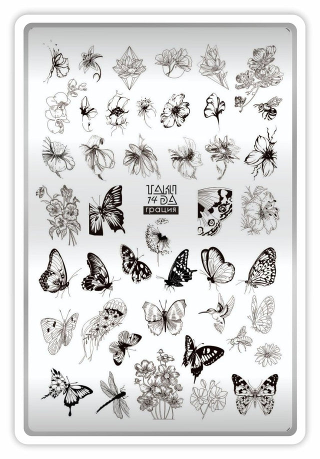 Taki Da 14 large stamping plate with demo card - www.texasnailstore.com
